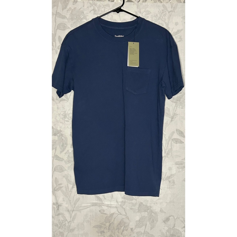 Goodfellow Co Mens Short Sleeve Crew Neck Pocket T Shirt Navy Blue Size S